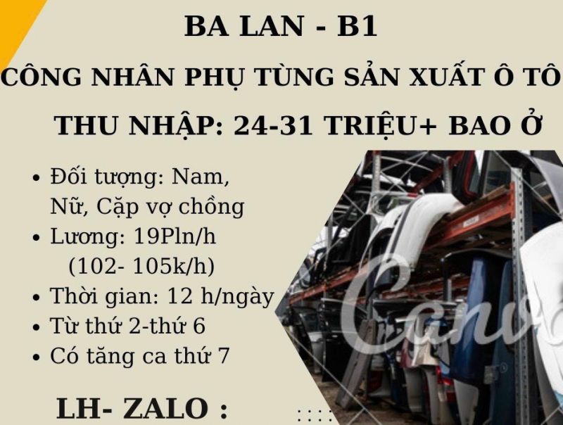 CÔNG NHÂN SẢN XUẤT PHỤ TÙNG Ô TÔ TẠI BA LAN